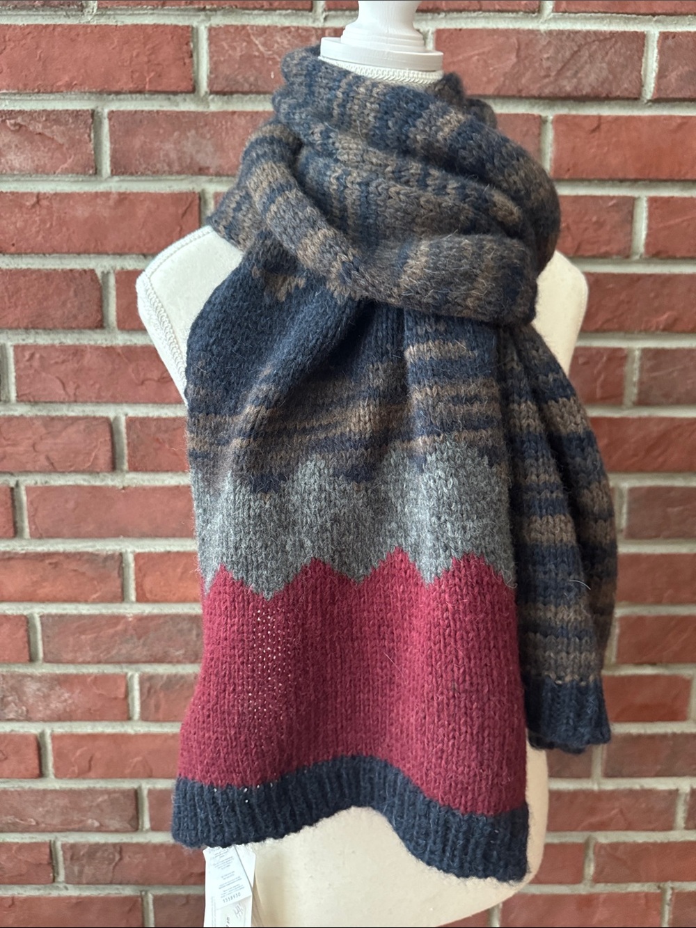 INVERNI Luxurious Baby Alpaca Blend Striped Knit Scarf 14”x68”Made in Italy NWT